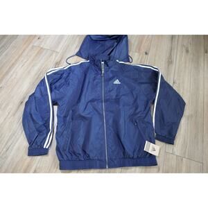 NWT Adidas Vtg 90s JEFFERSON Windbreaker Jacket w/ Hideaway Hood Men's XL Blue